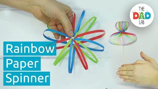 how to make rainbow spinning toy with paper strips