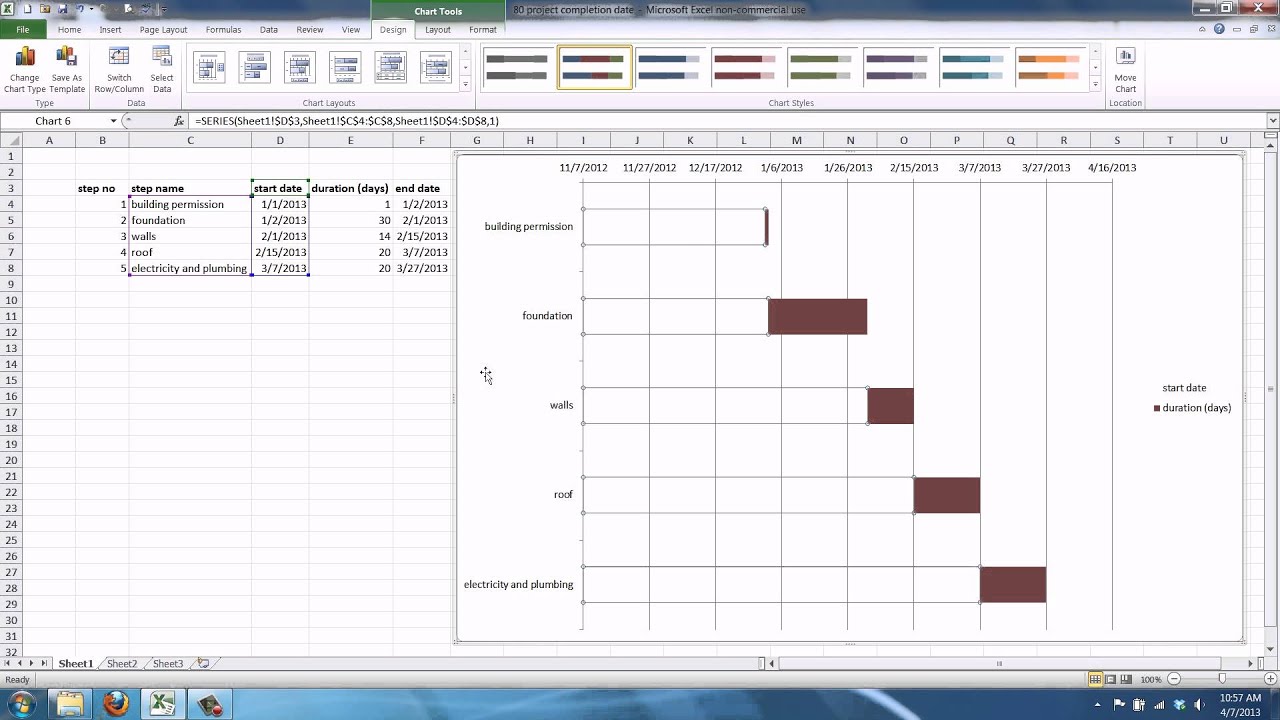How To Create A Basic Gantt Chart In Excel 2010