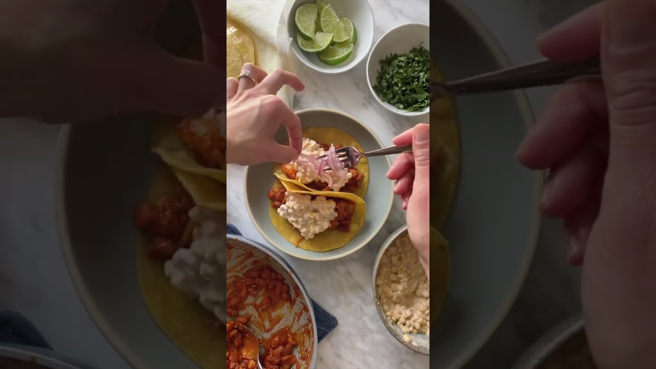 Red Chile Chicken Tacos with Creamy Corn