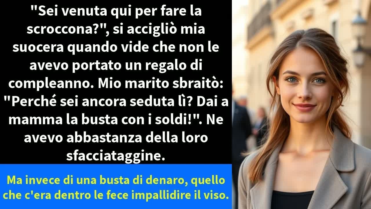 “Sei venuta qui per fare la scroccona?” Mia suocera si accigliò, lo sguardo che scivolava dalle mie mani vuote al tavolo del ristorante, dove non c’era alcun regalo di compleanno. Prima che...