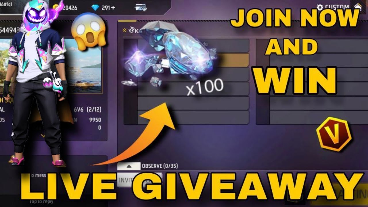 Free Fire Live Giveaway Custom Room | FF Live Team Code Giveaway | Free ...