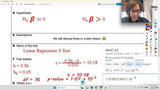 Linear Regression t-test for Slope with Desmos (Computer Printout)