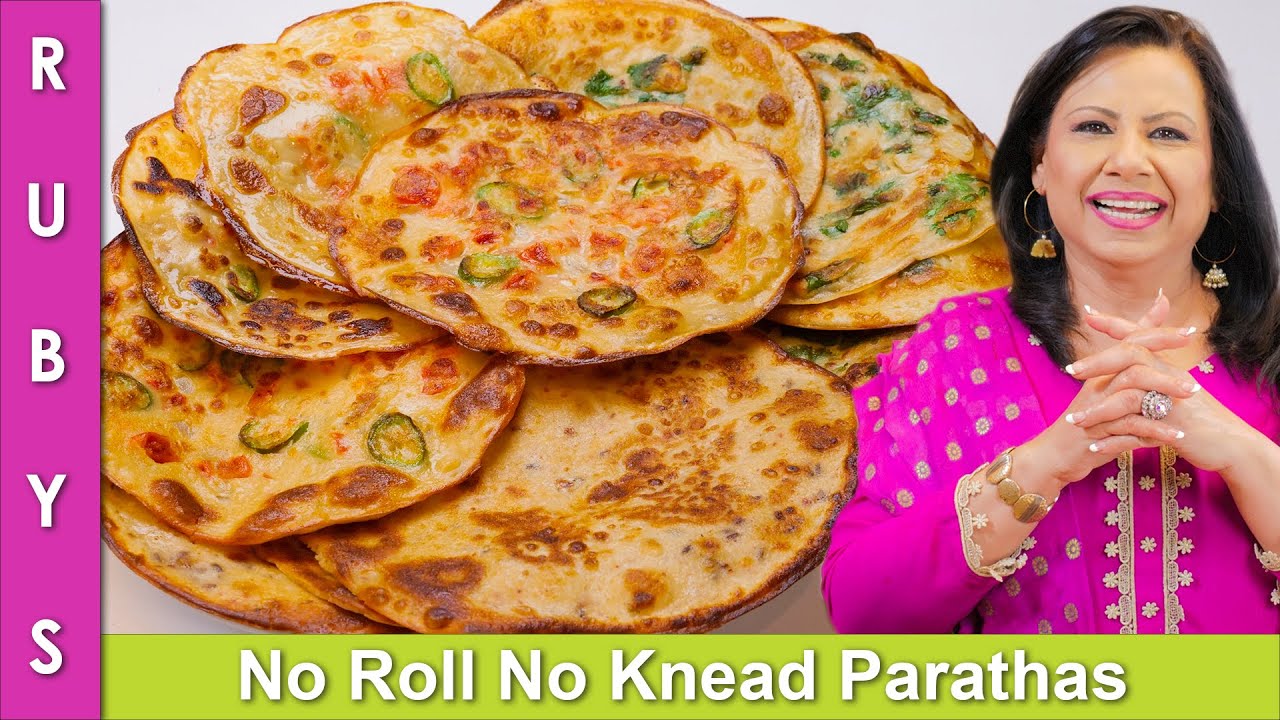 No Roll No Knead Parathas Recipe in Urdu Hindi - RKK