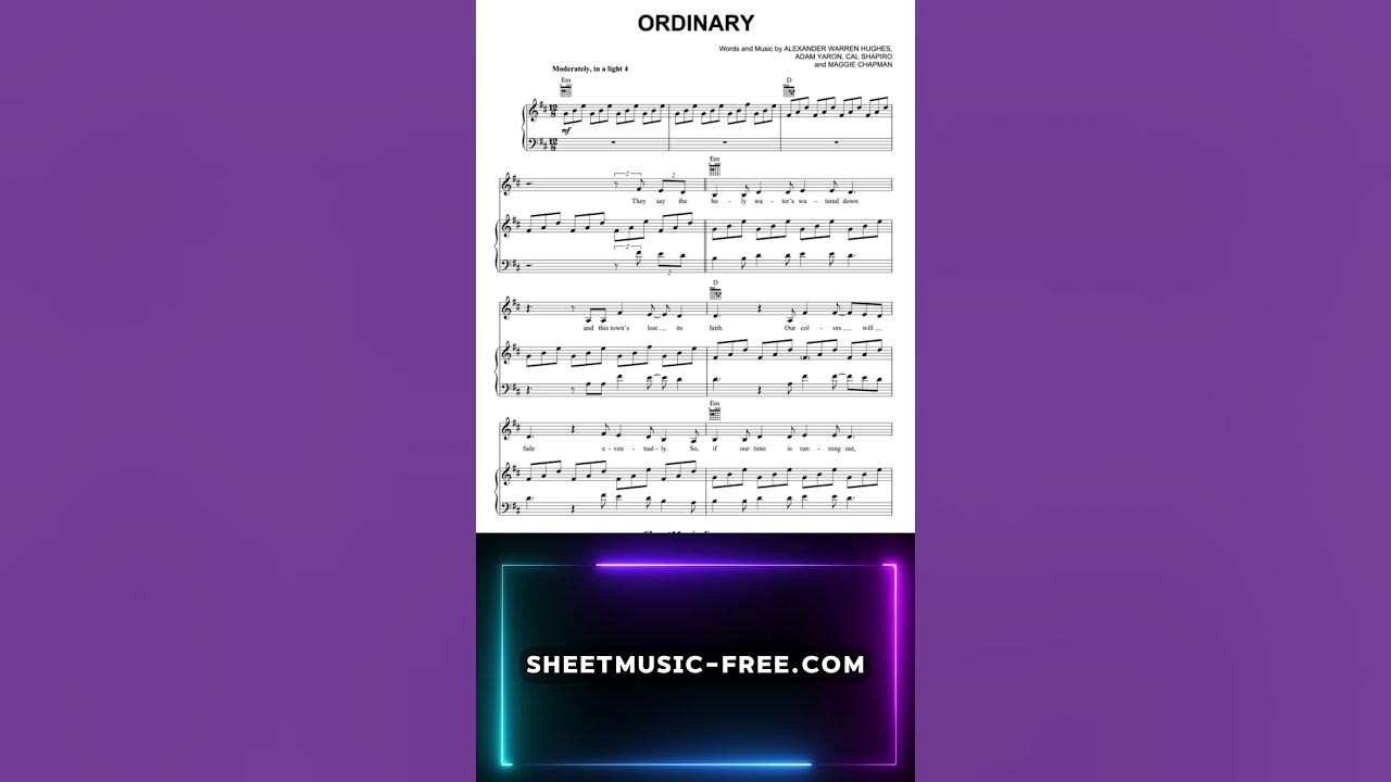 Ordinary - Alex Warren | Piano Sheet Music 🎵🎹