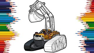 Coloring Spike as excavator heavy machine from Blaze and the Monster Machines