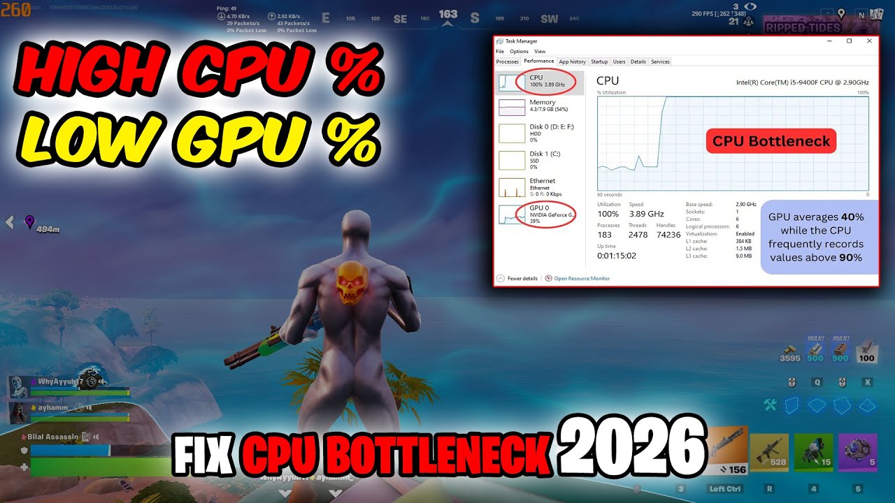 Fortnite CPU Bottleneck FIX 🔥 | High CPU & Low GPU Usage Solved (2026 ...