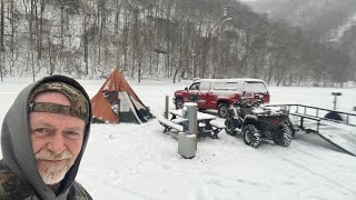 Snowstorm camping in Hatfield McCoy feud country - Matewan West Virginia-Hatfield's Tunnel