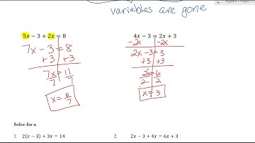 Section 1.3: Solving Equations with Variables on Both Sides