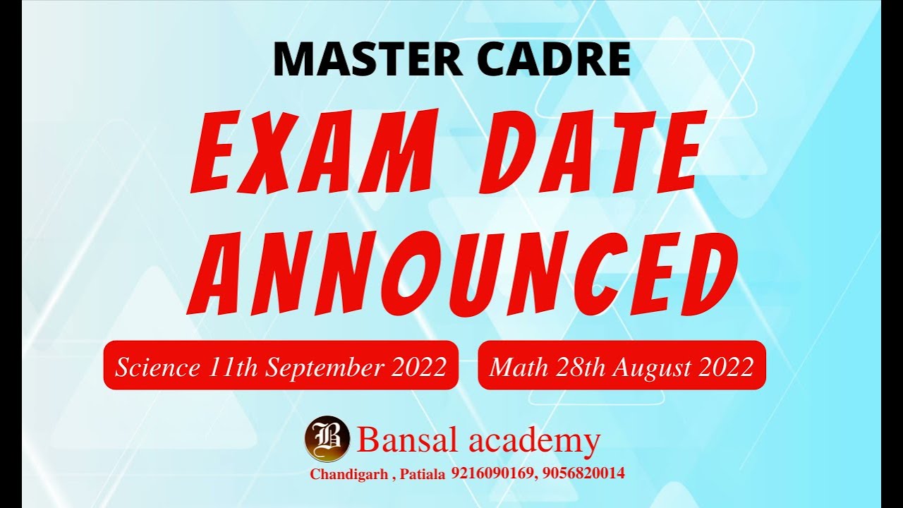 Master Cader Update I Exam Date Announced | 27-07-2022 | Master Cadre Exam Pattern I Bansal Academy