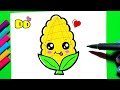 Como desenhar Milho Fofo ❤️ Desenhos Kawaii | Desenhos para Desenhar junina Çizmek için çizi