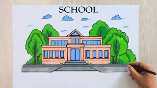 how to draw a school drawig back to school