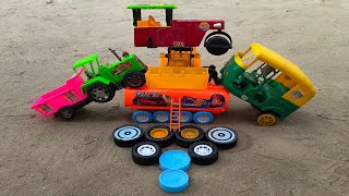 In the ground tractor, jcb, auto rickshaw, oil tanker find toy and body part attachment | tractor