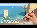 Painting Landscape with Gouache - Praia da Dona Ana - Gouache painting demo