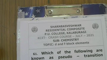 KCET - d & f BLOCK ELEMENTS # VP SIR