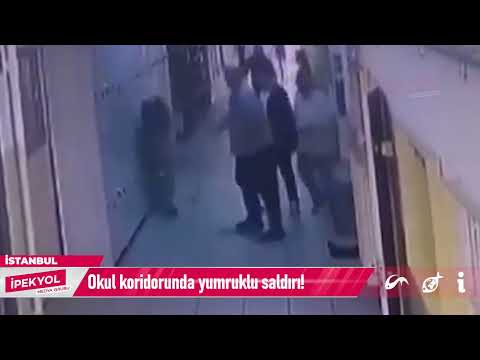 Kadın öğretmene şiddet! Okul koridorunda yumruklu saldırı güvenlik kamerasında