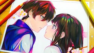 Drawing Anime 'Couple' Oreki And Chitanda (Hyouka) | Kuroito Art