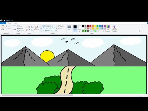 how to draw scenery in ms paint step by step | drawing scenery easy and ...