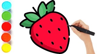 How to Draw EASY STRAWBERRY Step by Step |For Kids and toddlers| Drawing,Painting & Colouring