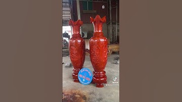 Cặp lục bình đục tứ quý gỗ xà cừ 1m60 cực đẹp. Chỉ 11 triệu. ☎️0354318894 #lucbinhgoxacu