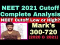 What is NEET 2021 Cutoff||Mark's 300-720 ||Complete Analysis 🔥🔥🔥🔥