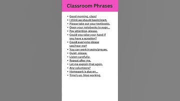 Classroom Phrases & Sentences | English Vocabulary