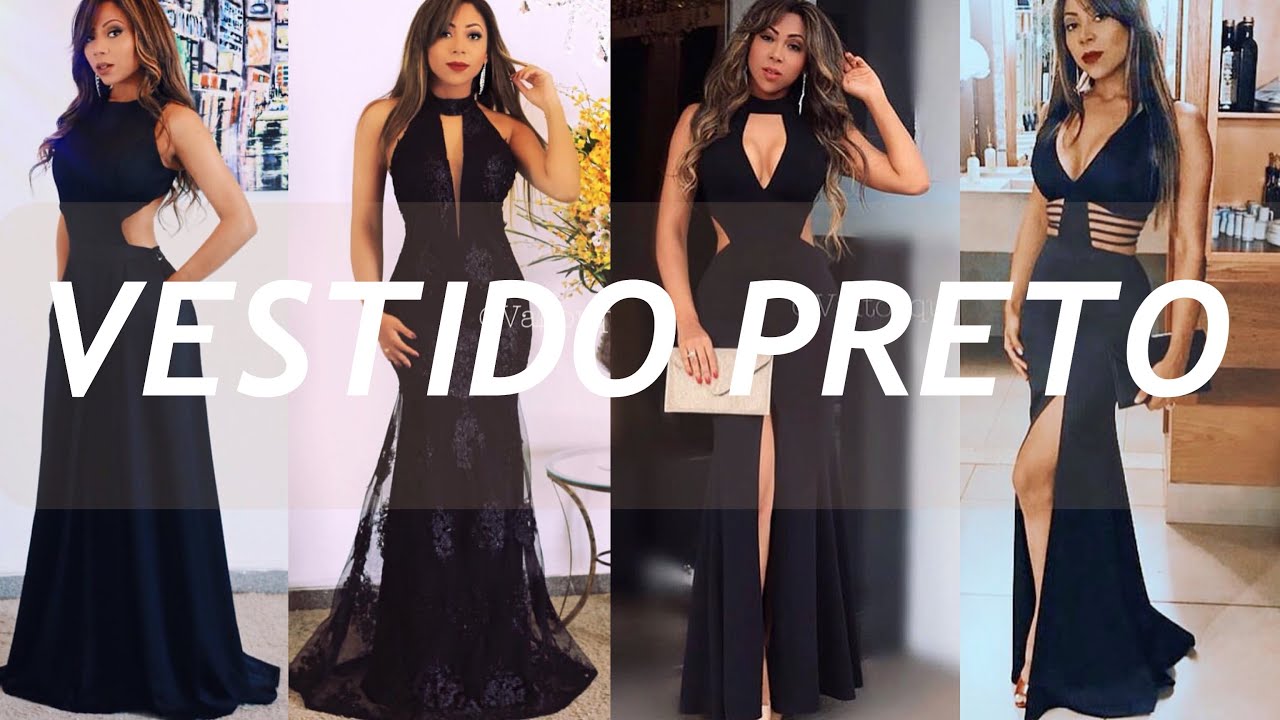 vestido para madrinha preto longo