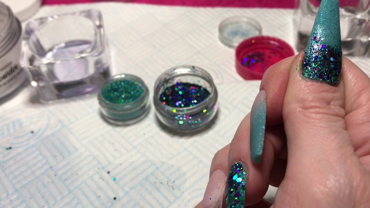 Watch me do my own nails/Cjp Acrylic Design with Glitter and a little Bling 💅🏻 YouTube