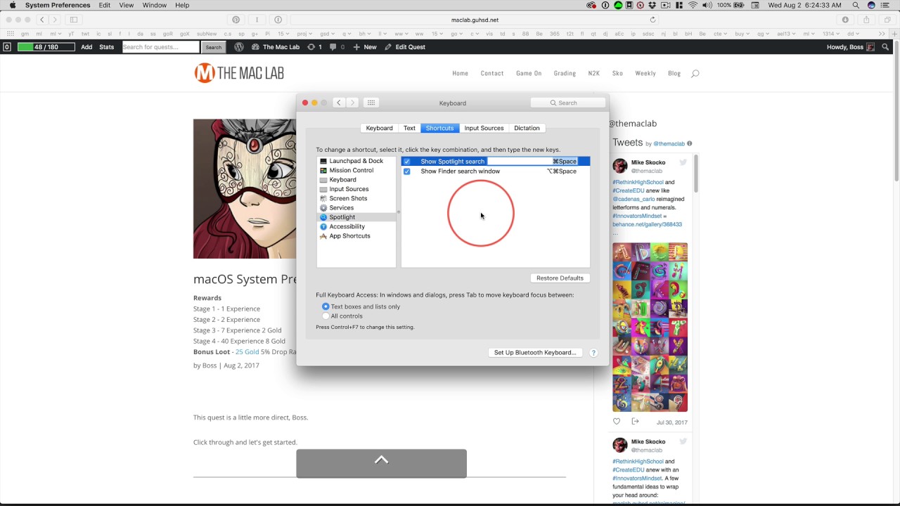macOS System Preferences: Keyboard