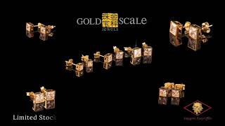 916 Gold Squares Zircon Stud Earring