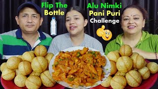 ALU NIMKI PANIPURI EATING CHALLENGE ll FLIP THE BOTTLE @BudaBudiVlogs