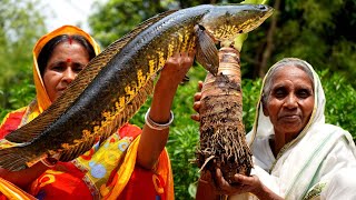 Village Food- Man Kachu Diye Shol Mach Recipe prepared for Grandmother | villfood