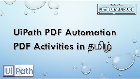 UiPath Tutorial for Beginners | UiPath PDF Automation in Tamil | PDF