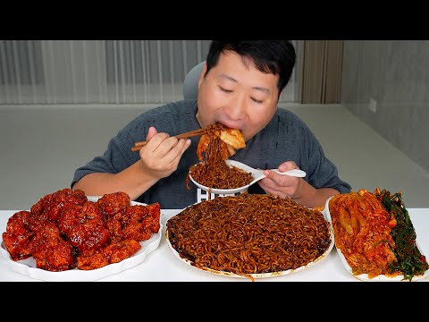 (Chapagetti &amp;amp; Seasoned <strong>Fried</strong> Chicken) 요리&amp;amp;먹방 - Mukbang eating <strong>show</strong>