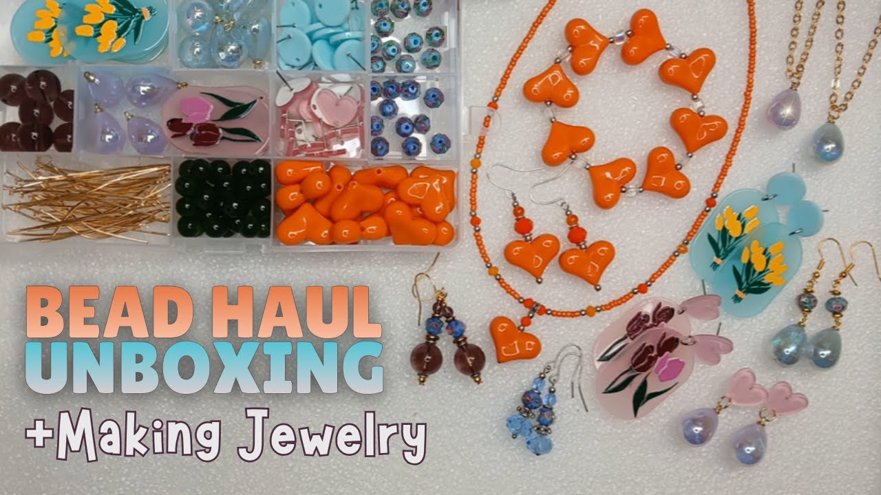 Unboxing a new Charms & Beads Haul + Making Earrings, Necklaces & a Bracelet | ASMR