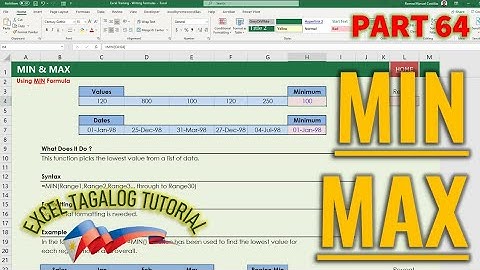 [Excel Tagalog Tutorial #64] Min and Max