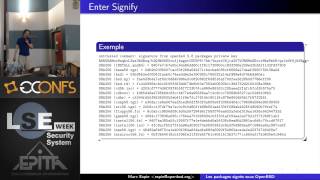 LSE Week - OpenBSD news: package signing and more - Marc Espie