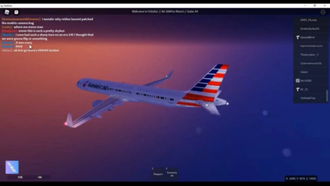 Roblox American Airlines Airbus A321 200 Economy Vidalia To Miami 