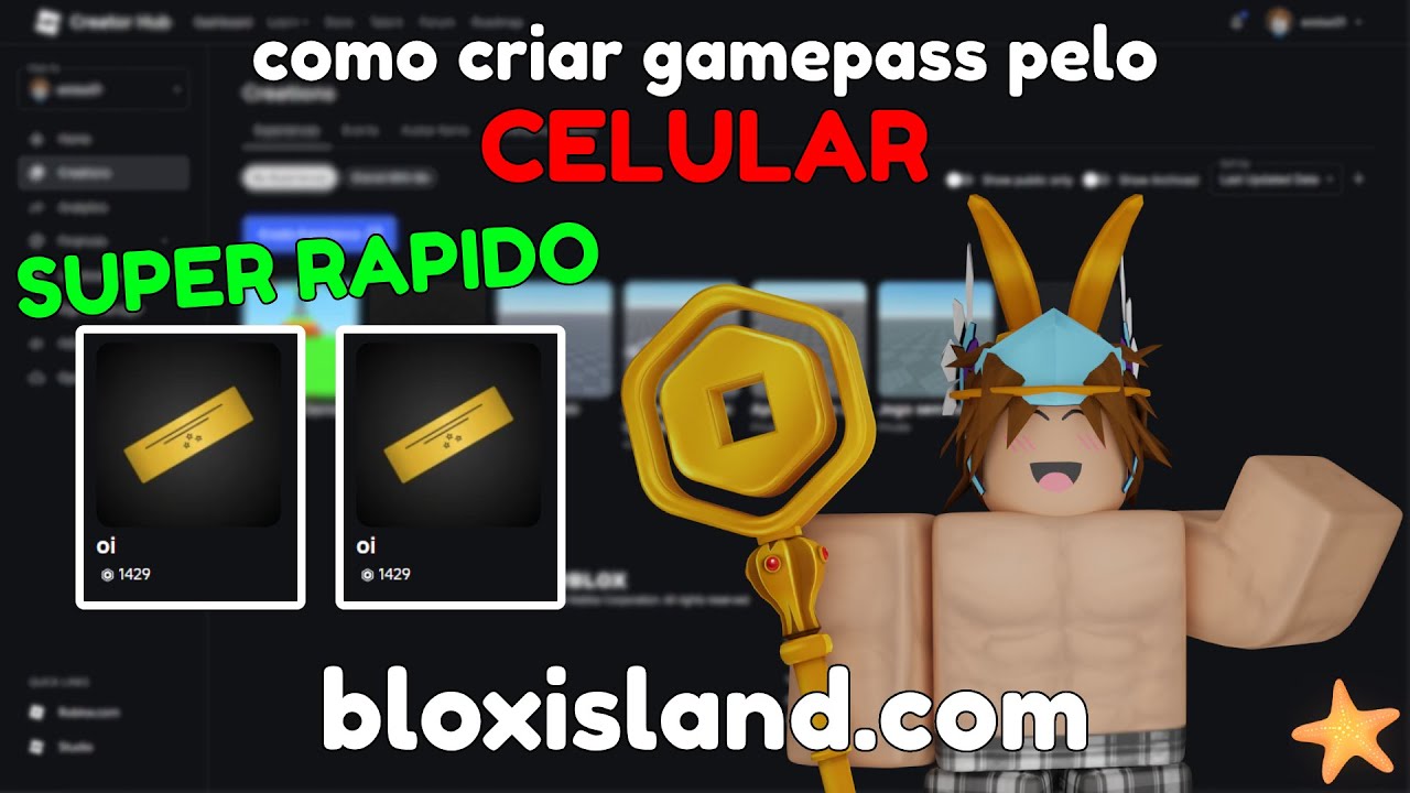COMO CRIAR GAMEPASS NO ROBLOX PELO CELULAR SUPER FACIL - BLOXISLAND ...