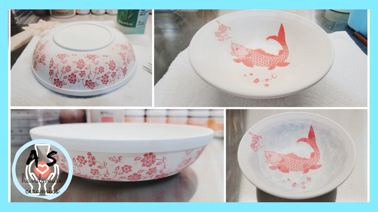 How to apply underglaze decals on the outside and inside of a round