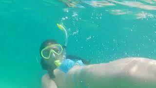 Blue Bikini Woman Snorkeling