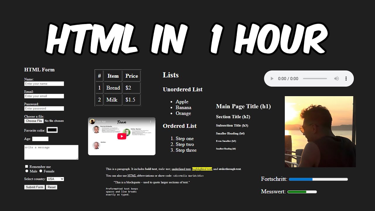 Learn HTML In 1 Hour (Full & Free Course) - YouTube