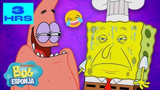 Bob Esponja | ¡Más de 3 HORAS de los momentos más graciosos de Bob Esponja! | Bob Esponja en Español