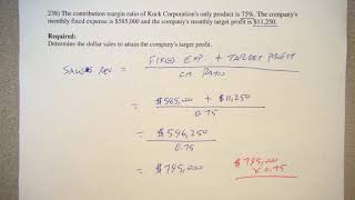 Managerial Accounting - Determining Sales Revenue For A Target Profit
