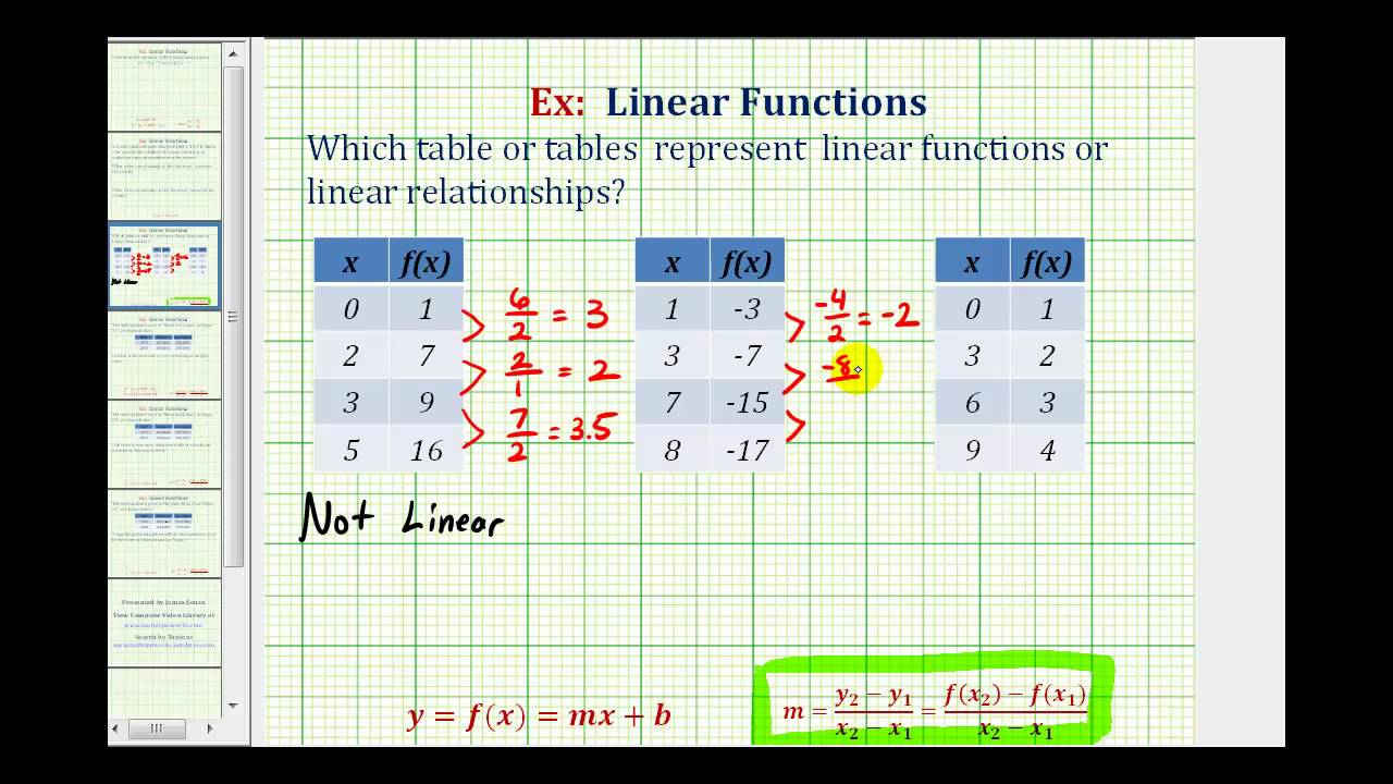 Ex Determine Which Tables Represent A Linear Function Or Linear Relationship Youtube