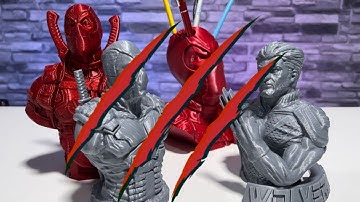 Wolverine and Deadpool - 3D Printed Busts