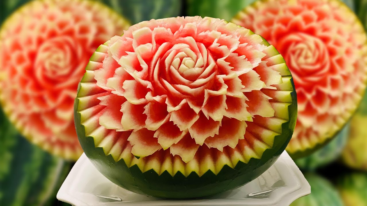 Satisfying Watermelon Carving by Chef DeSoyza Easy Watermelon Flower