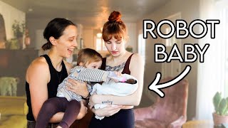 raising ANOTHER robot baby for 24 hours (preparing for baby #2)