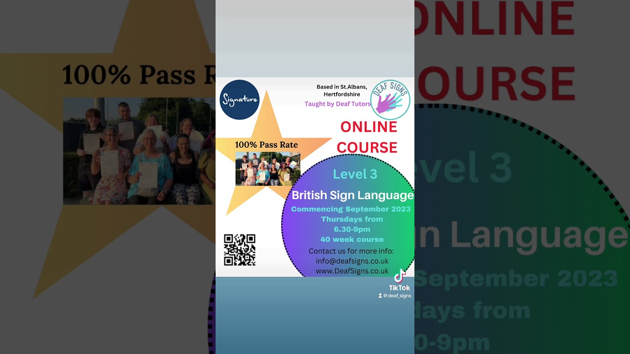 Level 3 BRITISH Sign language course with signatures - online course