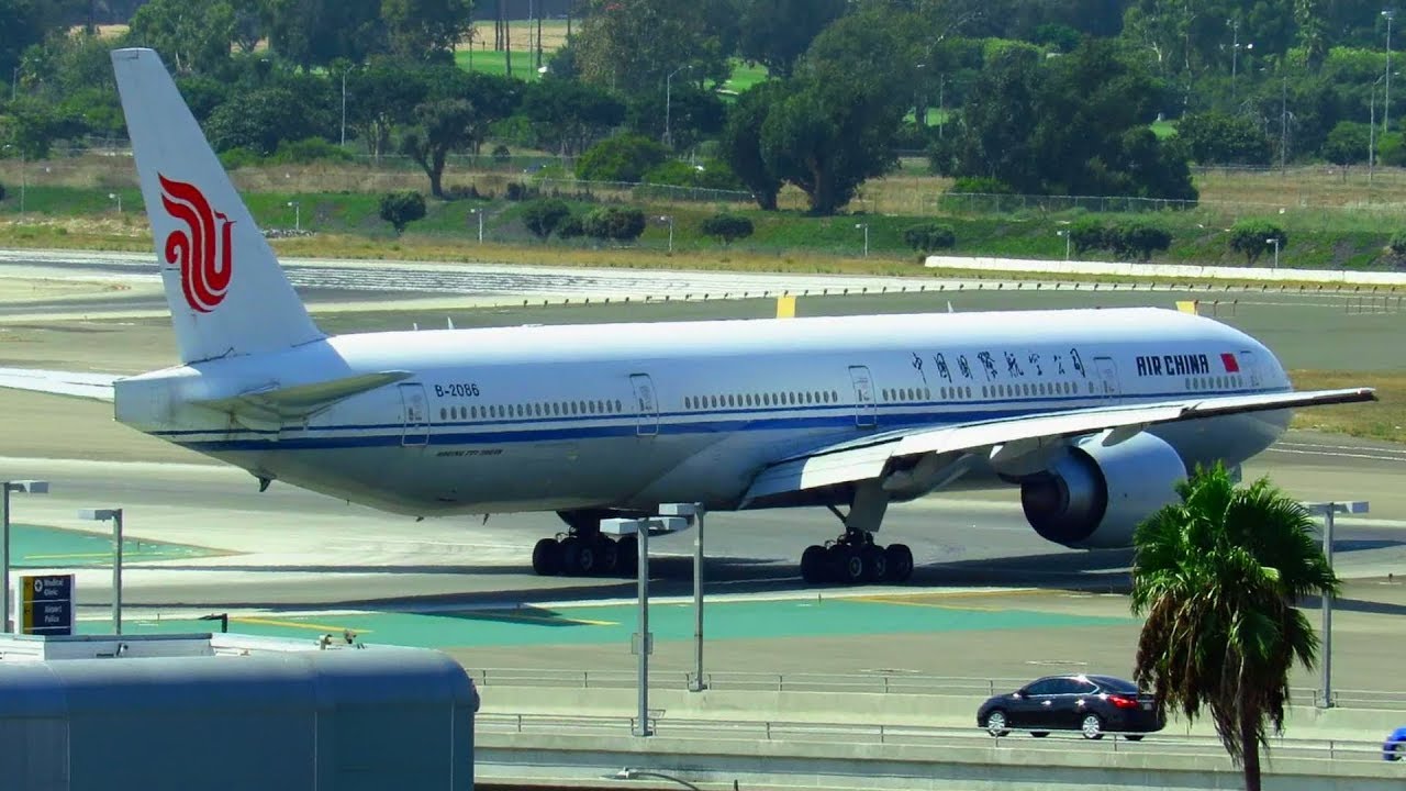 Air China Boeing 777 300er Ful Takeoff From Los Angeles Lax Air China Boeing 777 300er Ful Takeoff From Los Angeles Lax Airport B 2086
