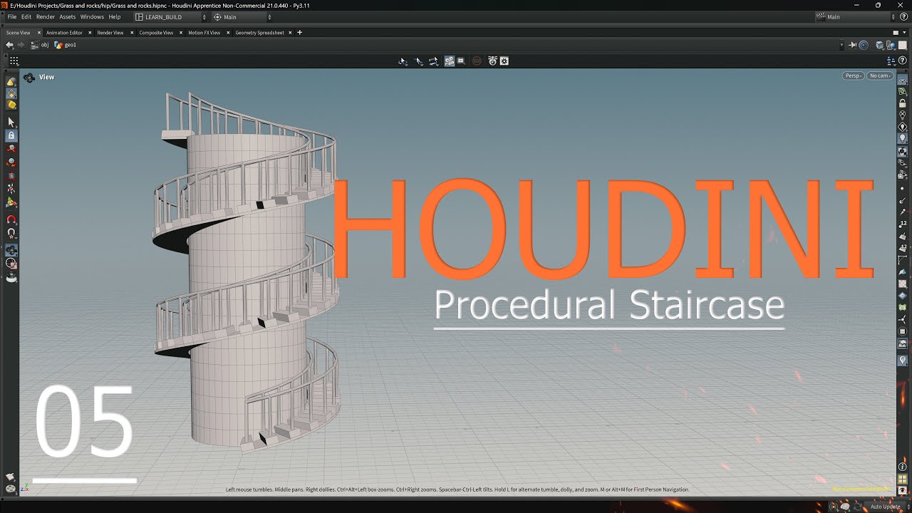 Part 05: Houdini Procedural Staircase Tutorial | Complete Node-Based ...